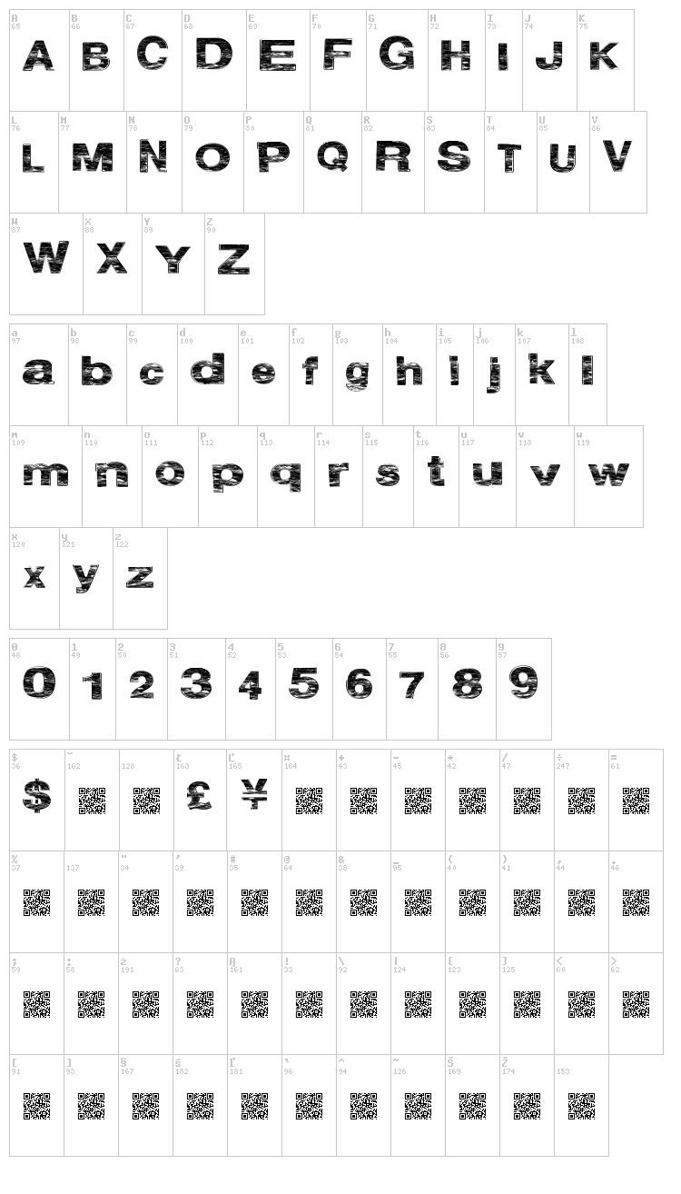 Ocean Twelve font map