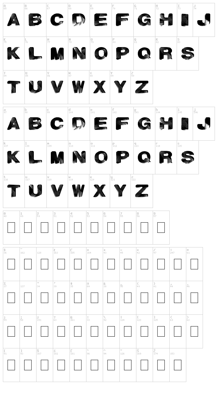 Paint Night font map