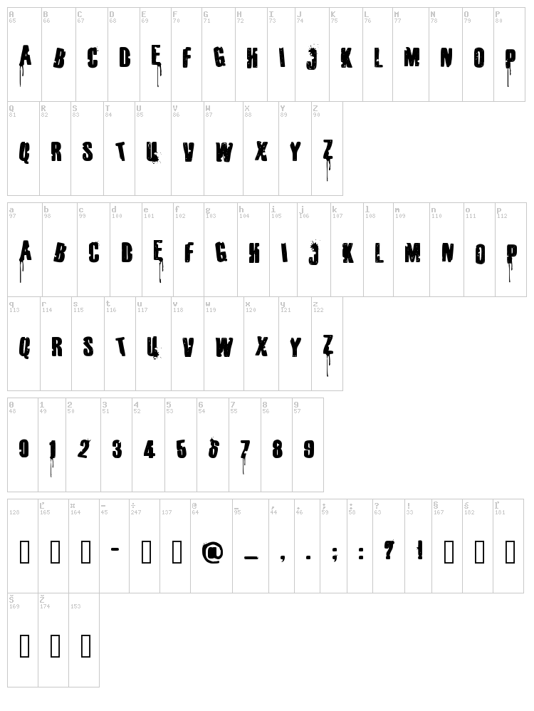 Parents Suck font map