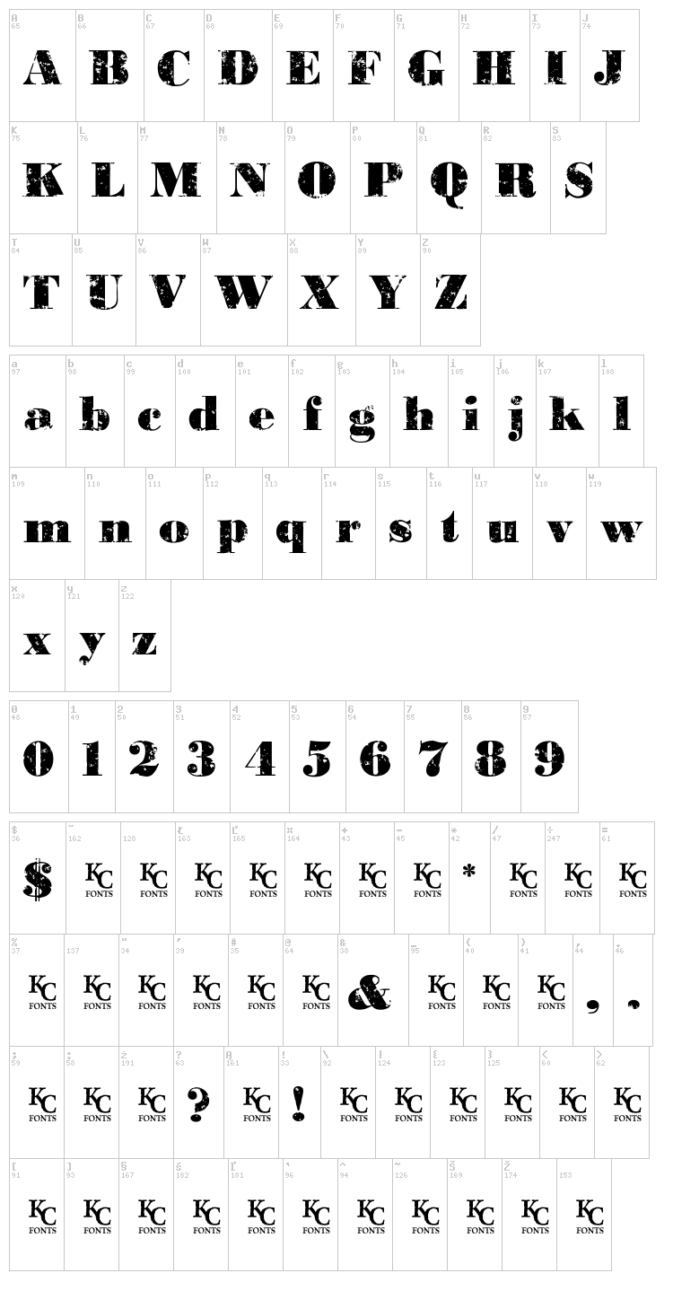 Past Due font map