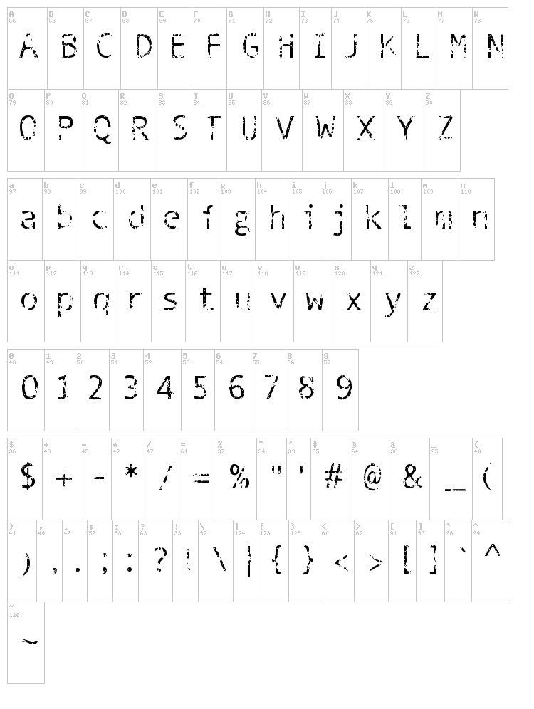 Phantomime font map