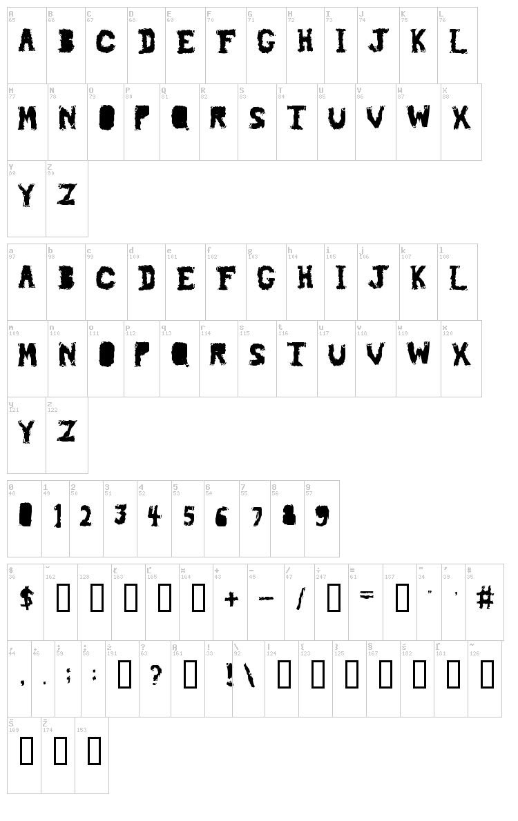 Piledriver font map
