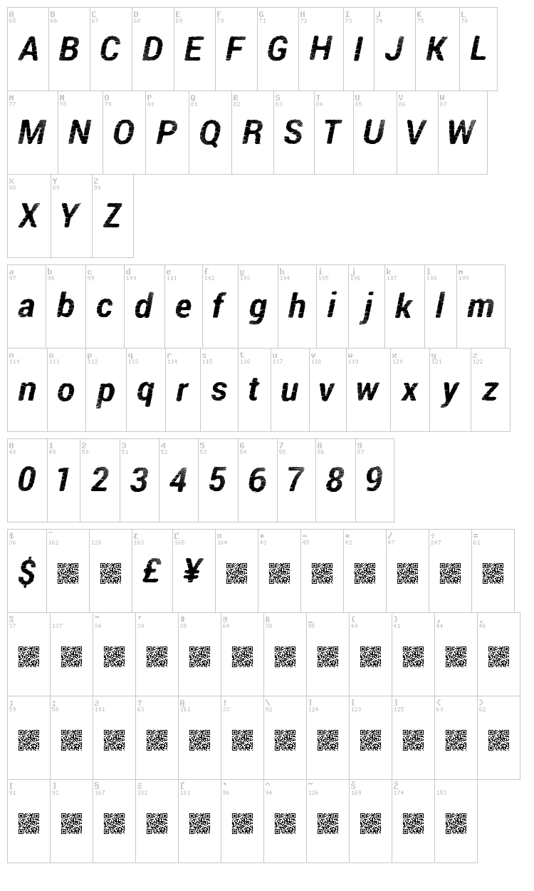 Pirate Disco font map