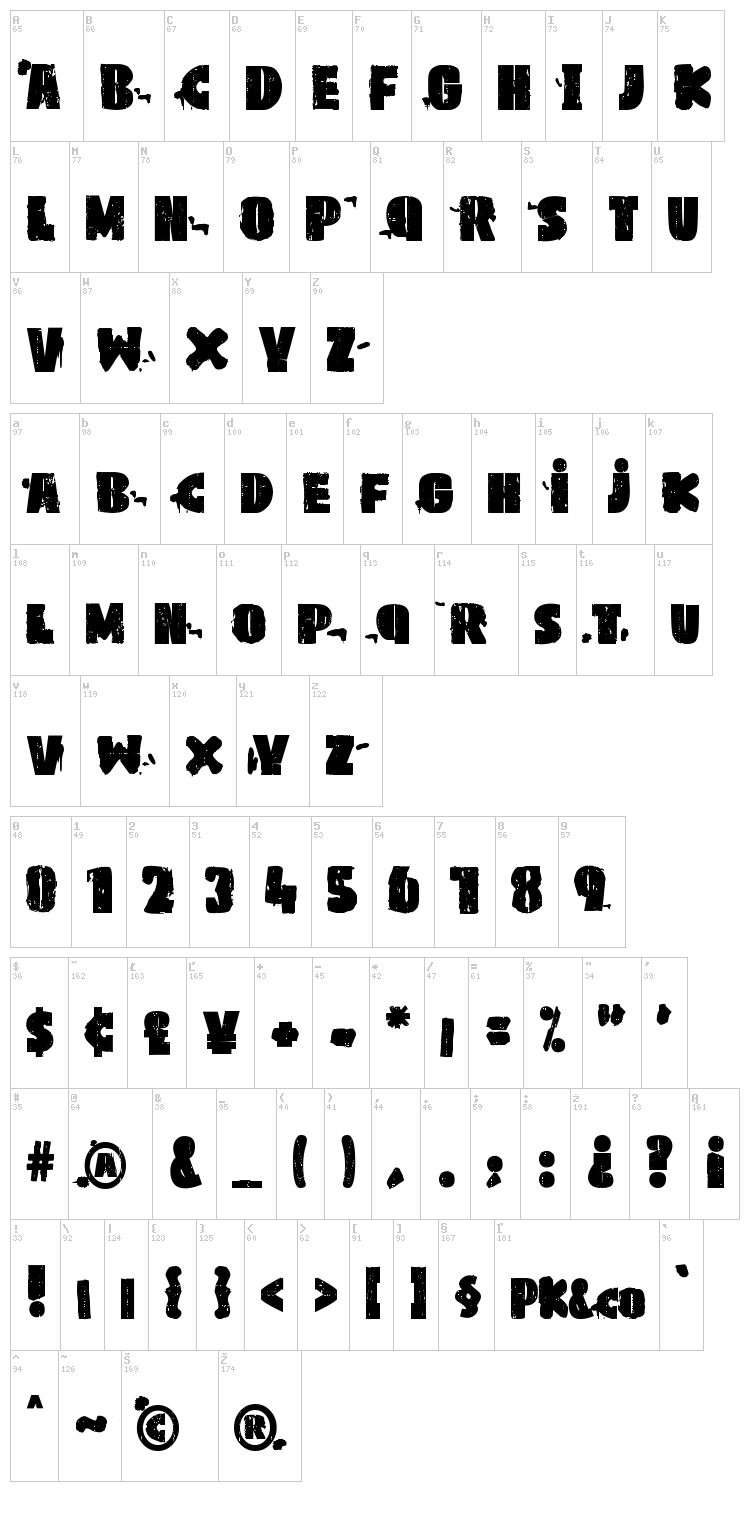 PK&co font map