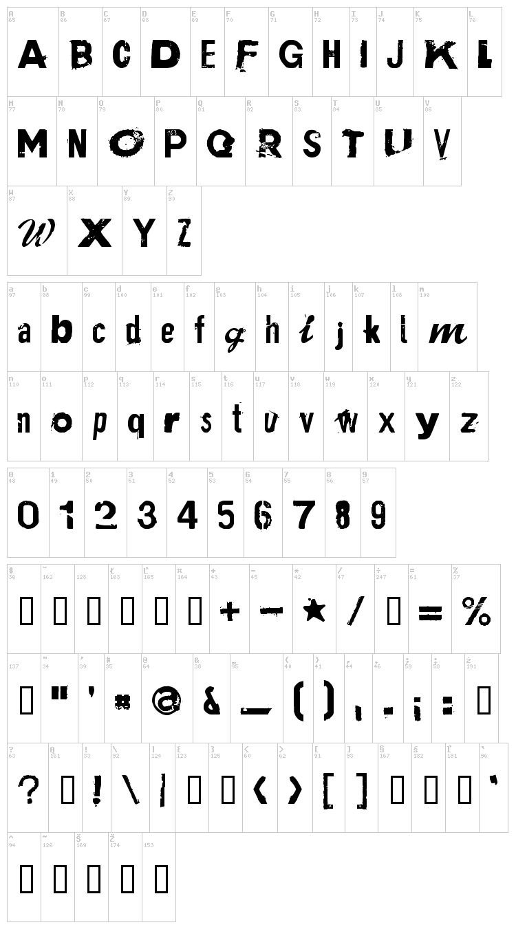 Plakken font map