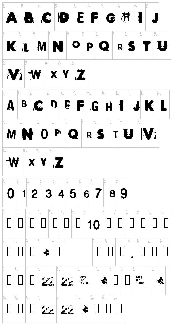 Polaroid 22 font map