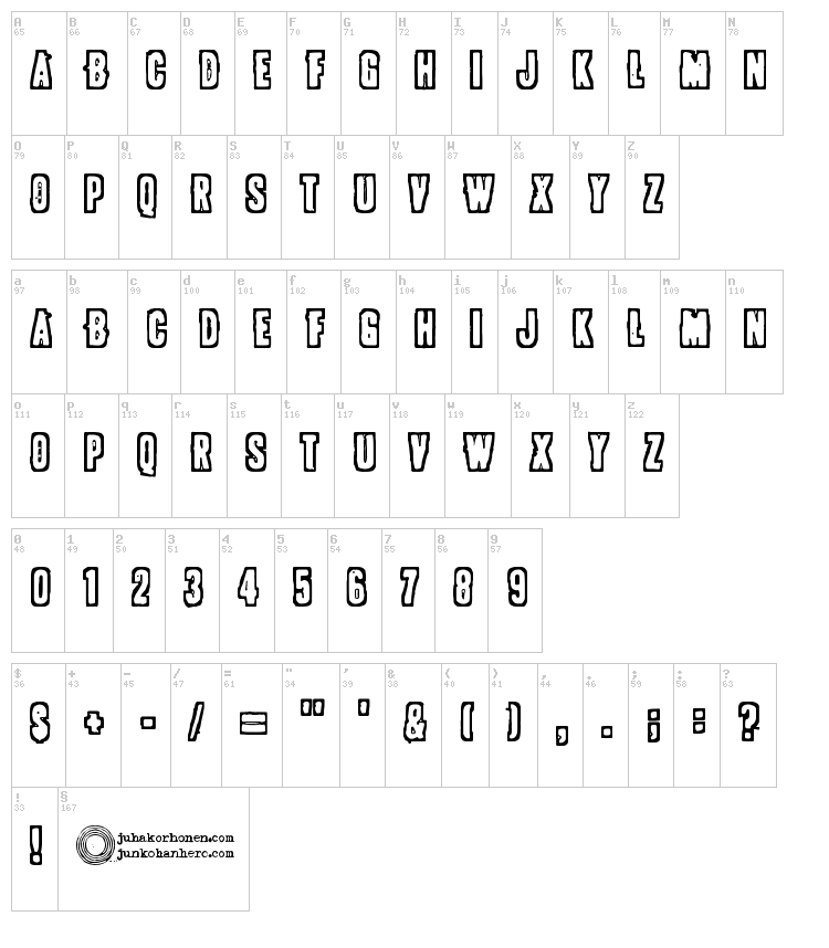 Pollux 9x font map