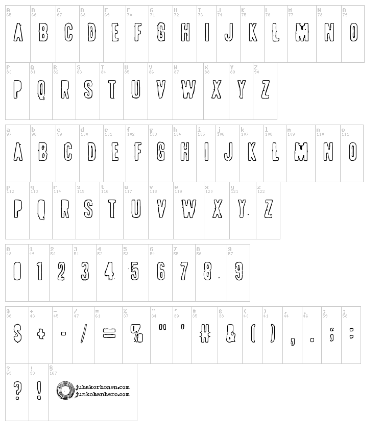 Pollux 9x font map