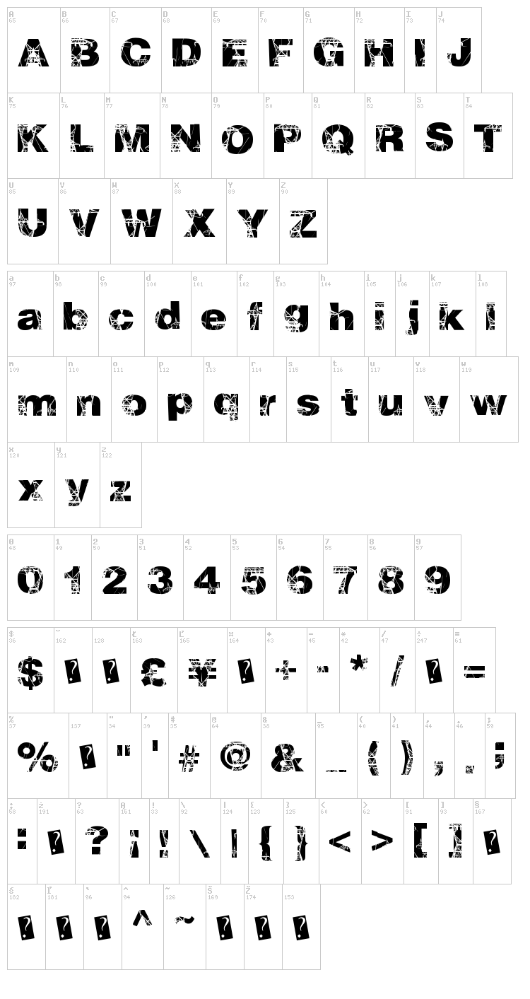 Power Play font map