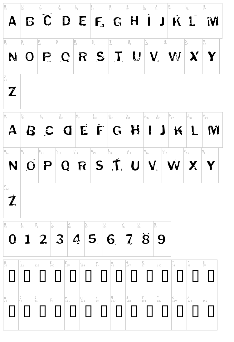 Puddleduck font map