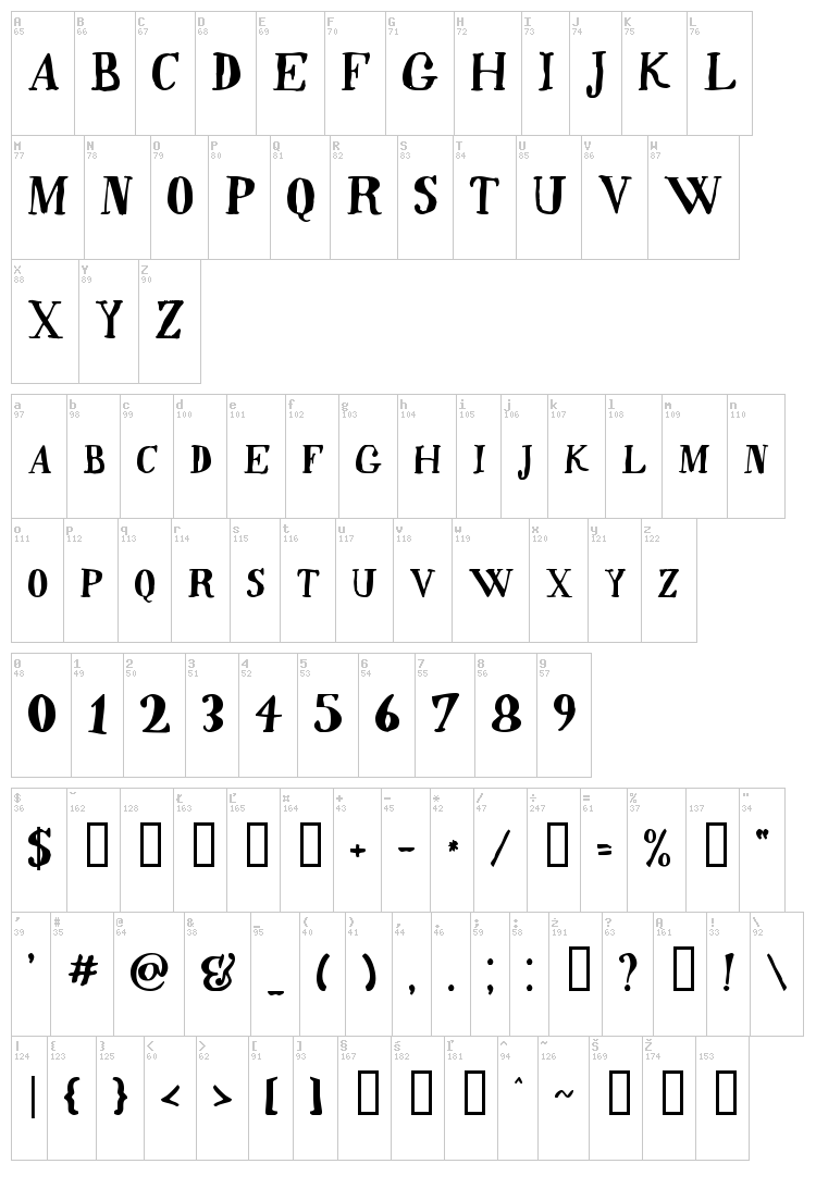 Quincy font map