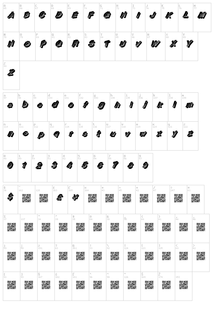 Racing Flow font map