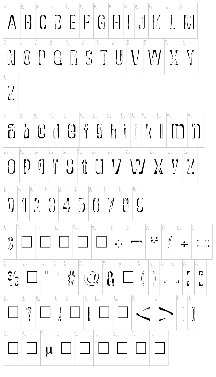 Rapture font map