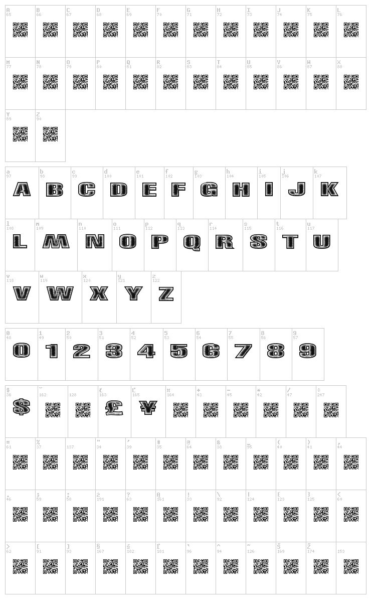 Right Track font map