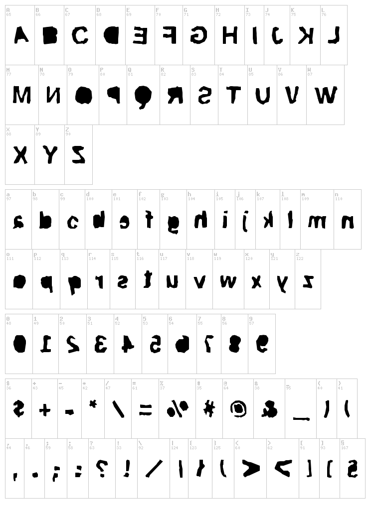 Rip Trash font map