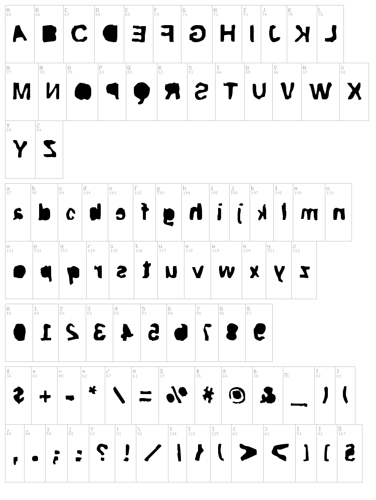 Rip Trash font map