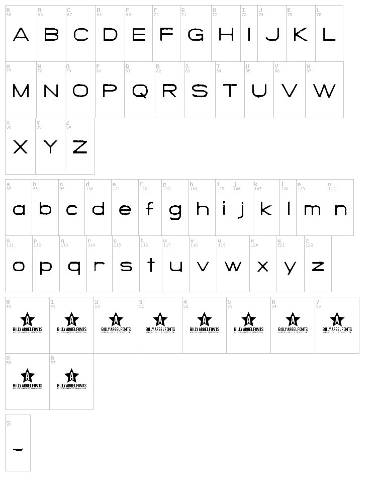 Save The Mini font map