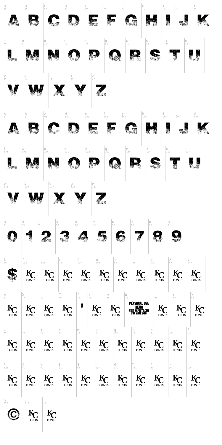 Scorched Earth font map