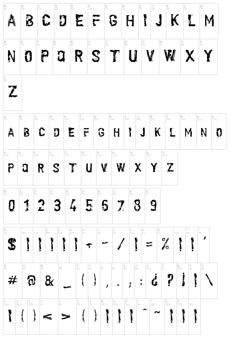 Scroonge font map