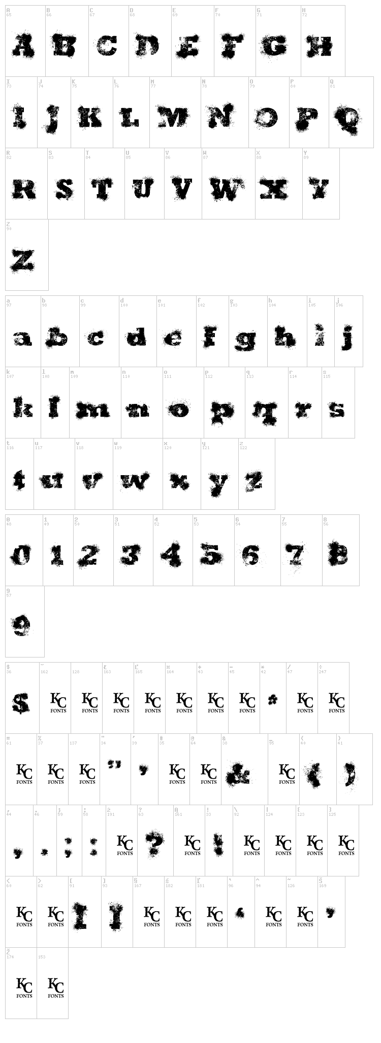 Shotgun Wedding font map