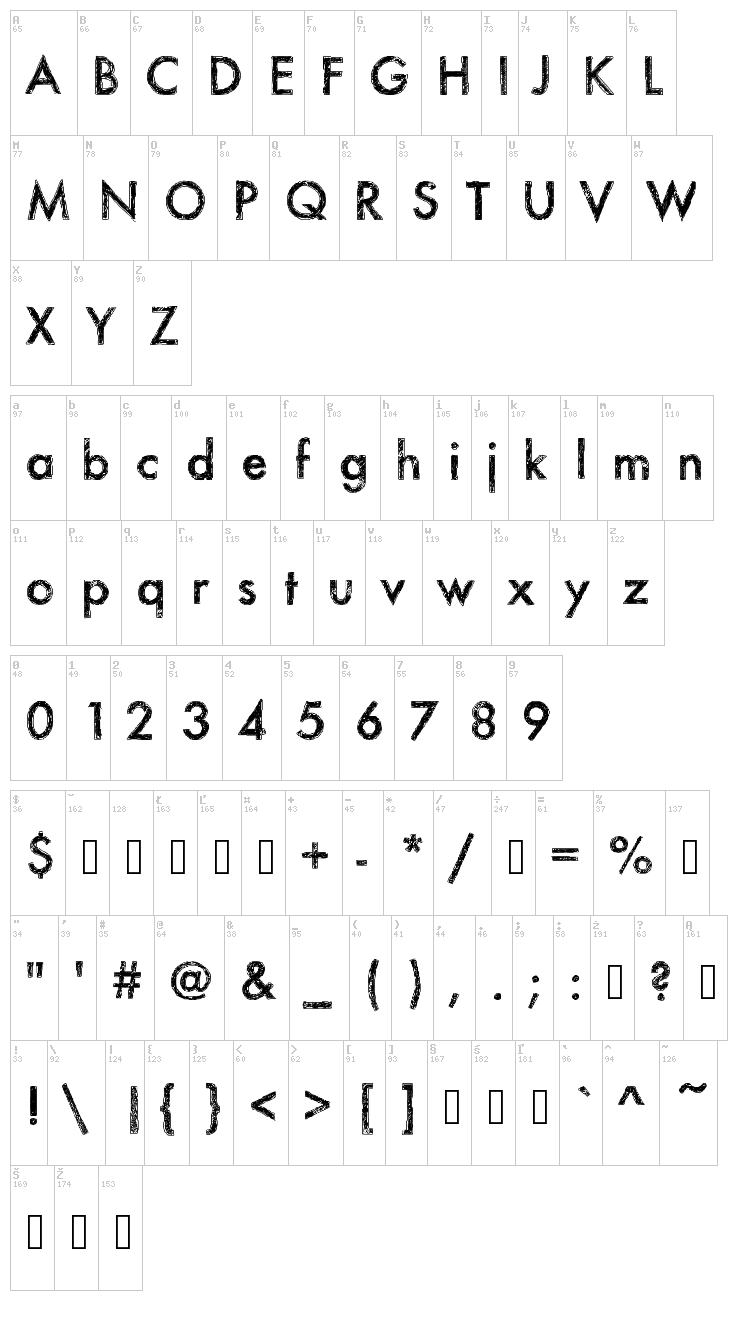 Sketchy font map