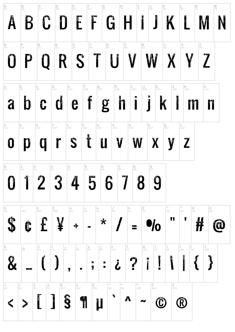 Skyfall font map