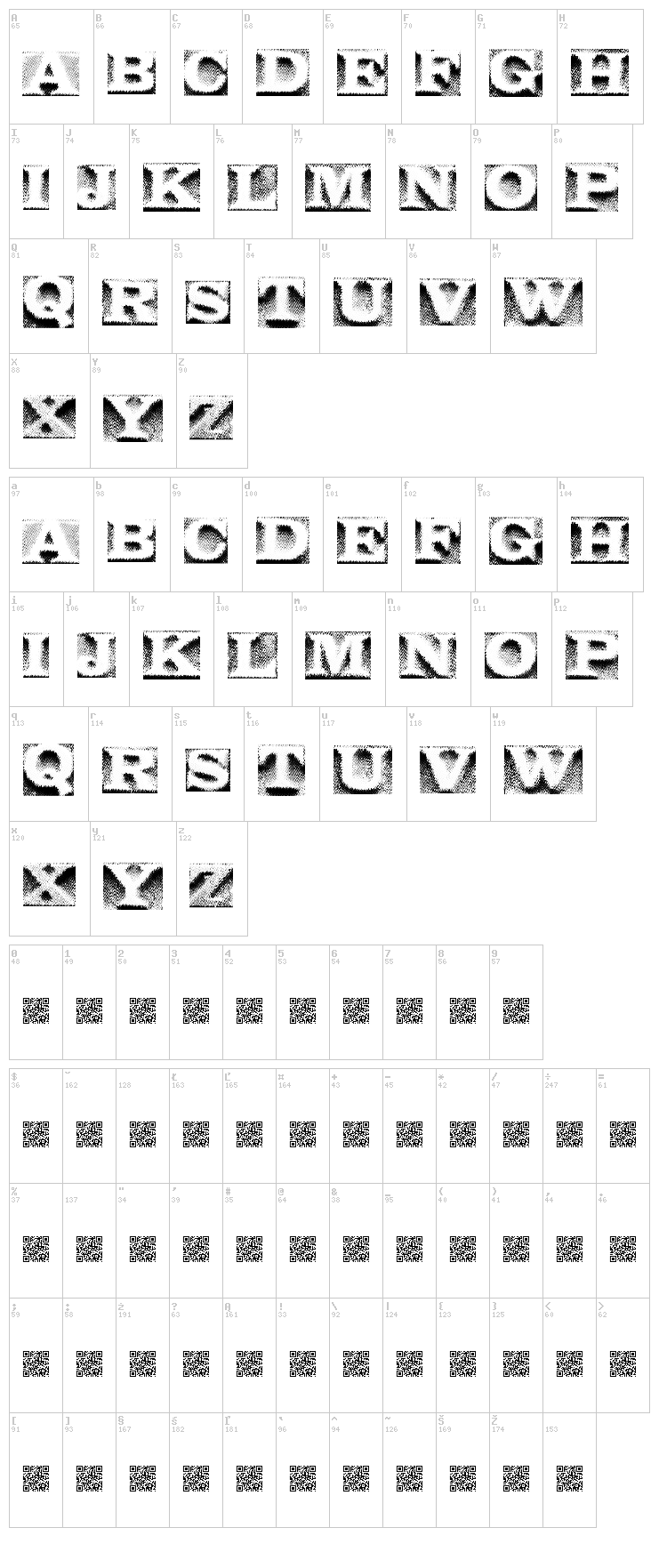 Sky Limit font map