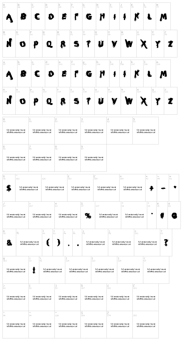 Sleeperzzzz font map