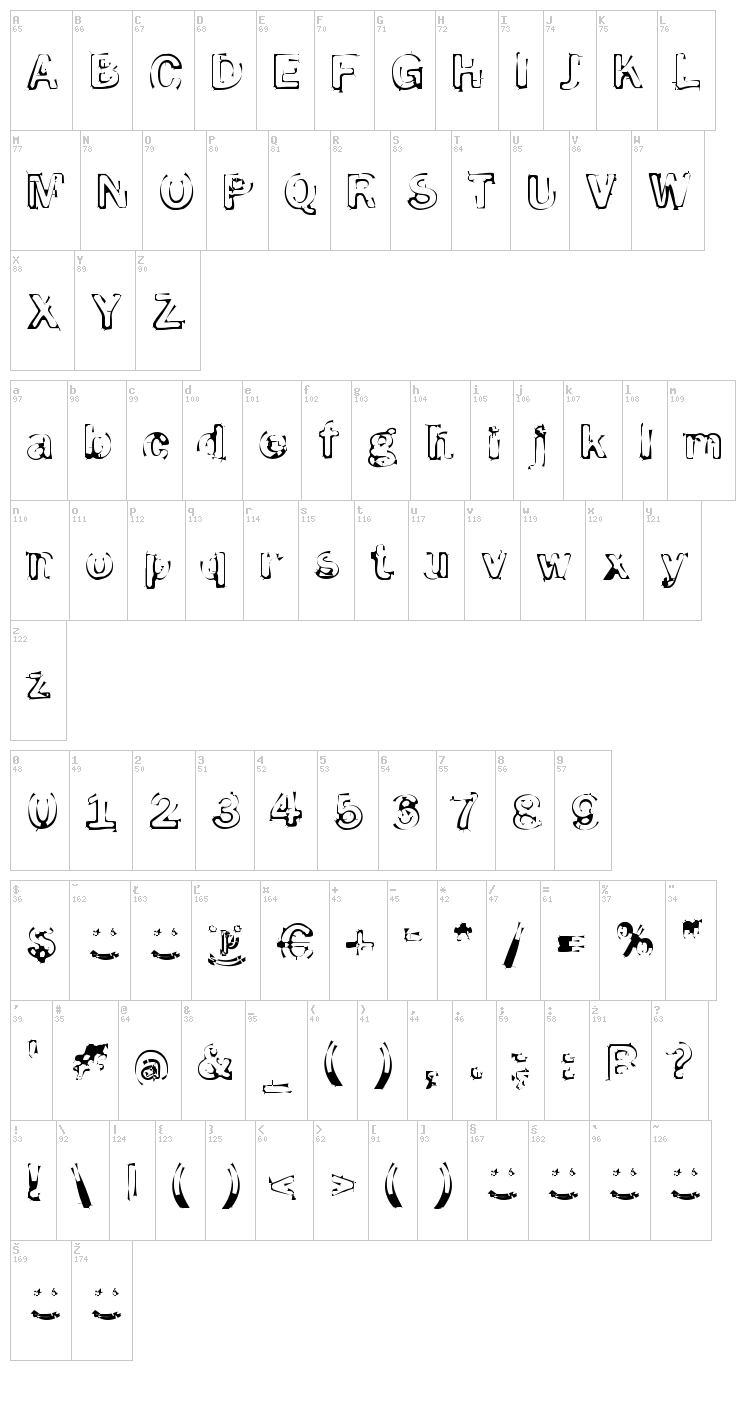 Smoke Disturbed font map