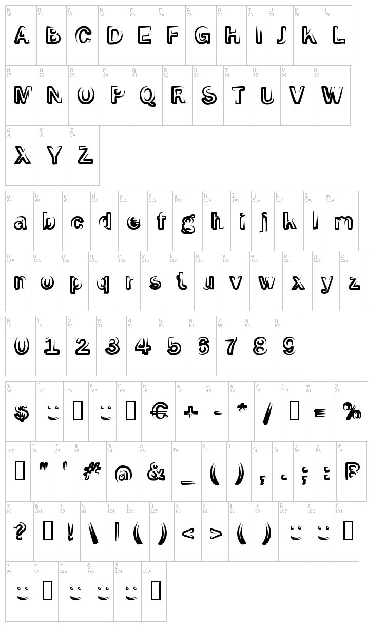 Smoke Screen font map