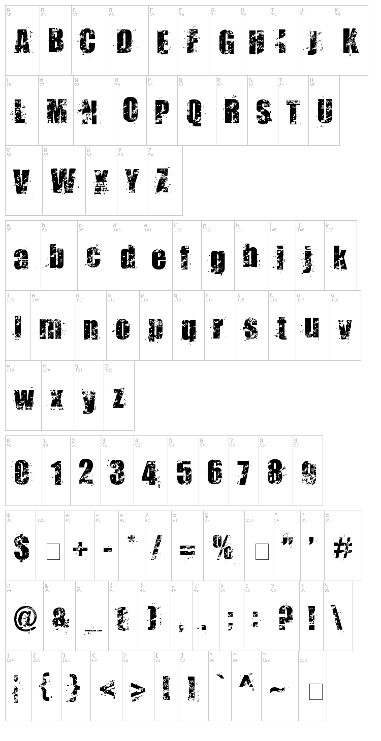 Smudgers font map