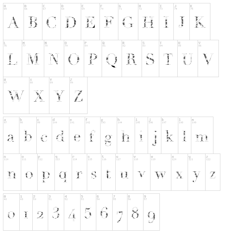 Snake font map