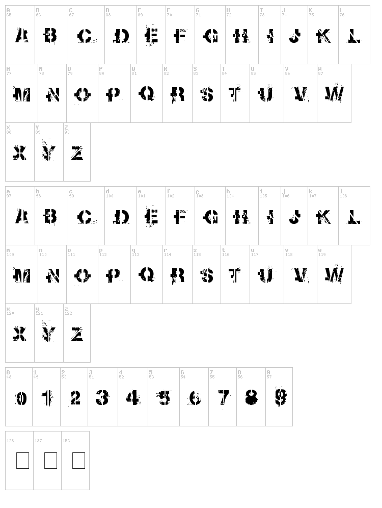 Soot Break font map