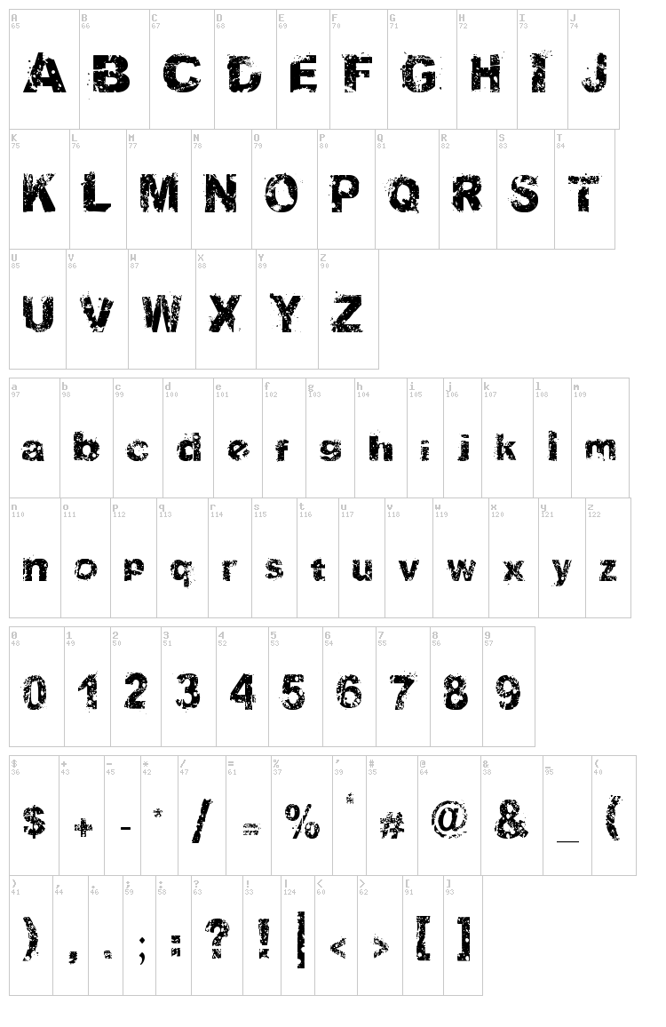 Soul Mission font map