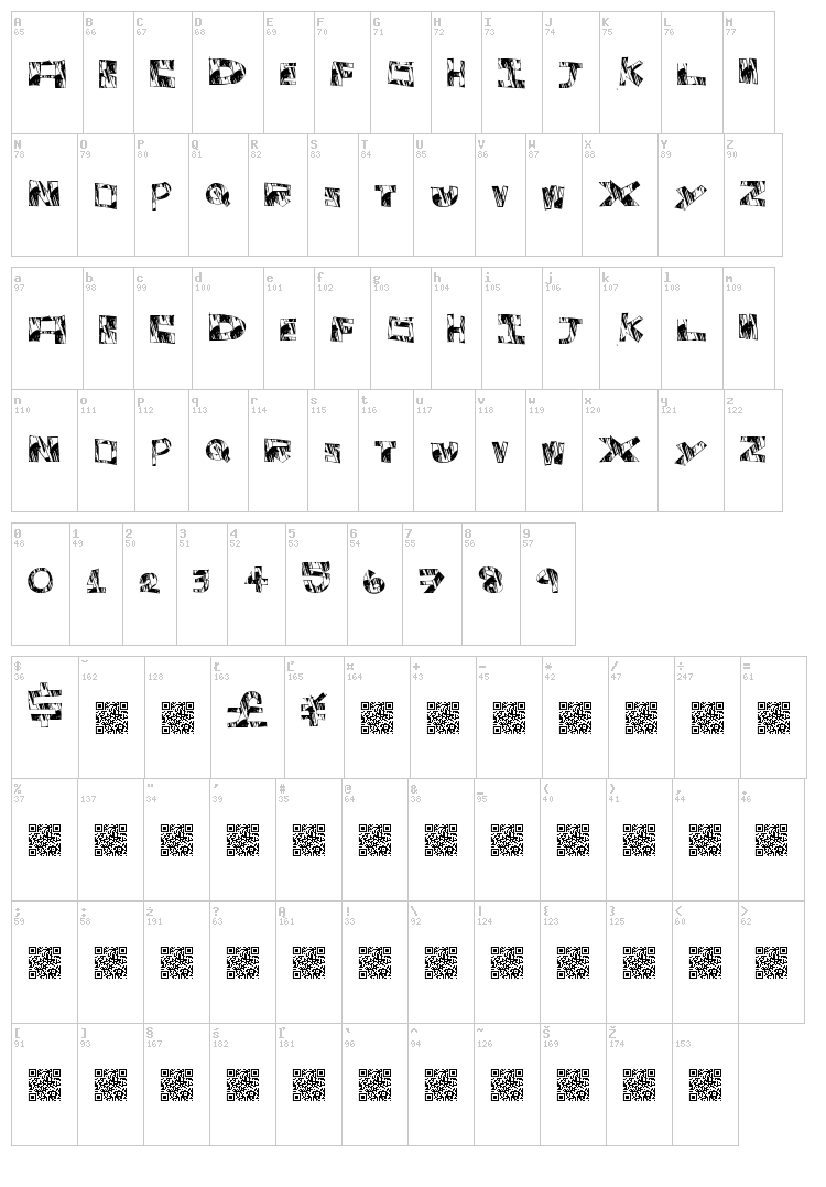 Special Brand font map