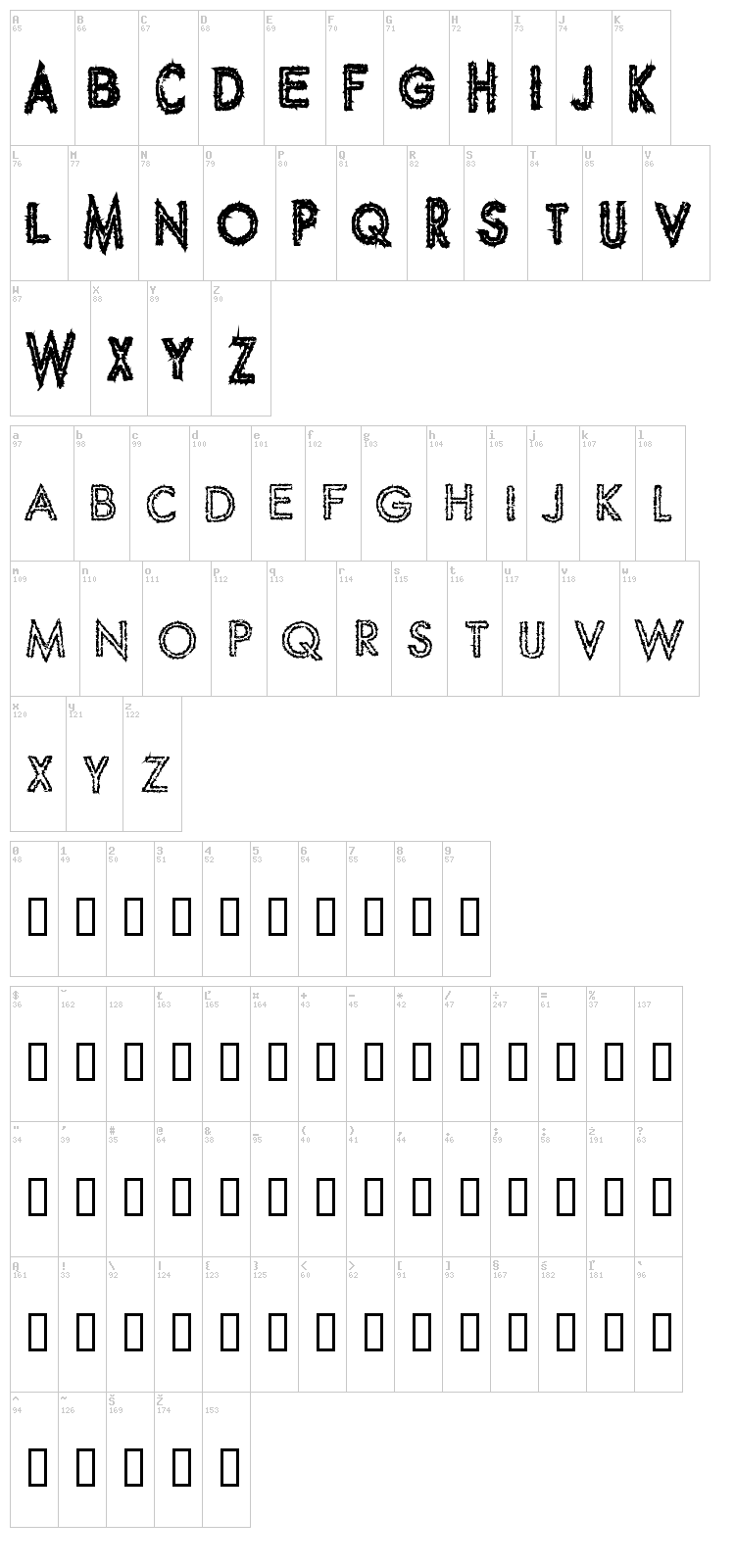 Spike Crumb font map