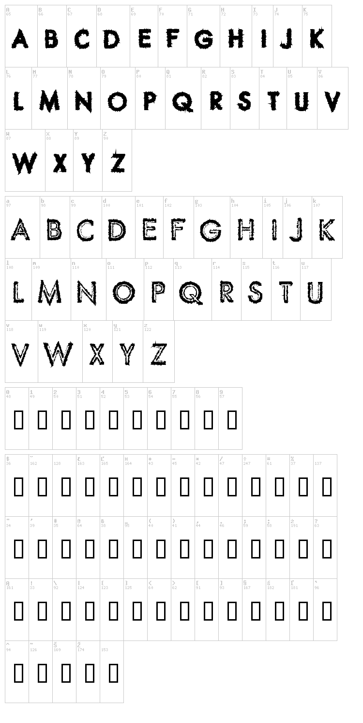 Spike Crumb font map