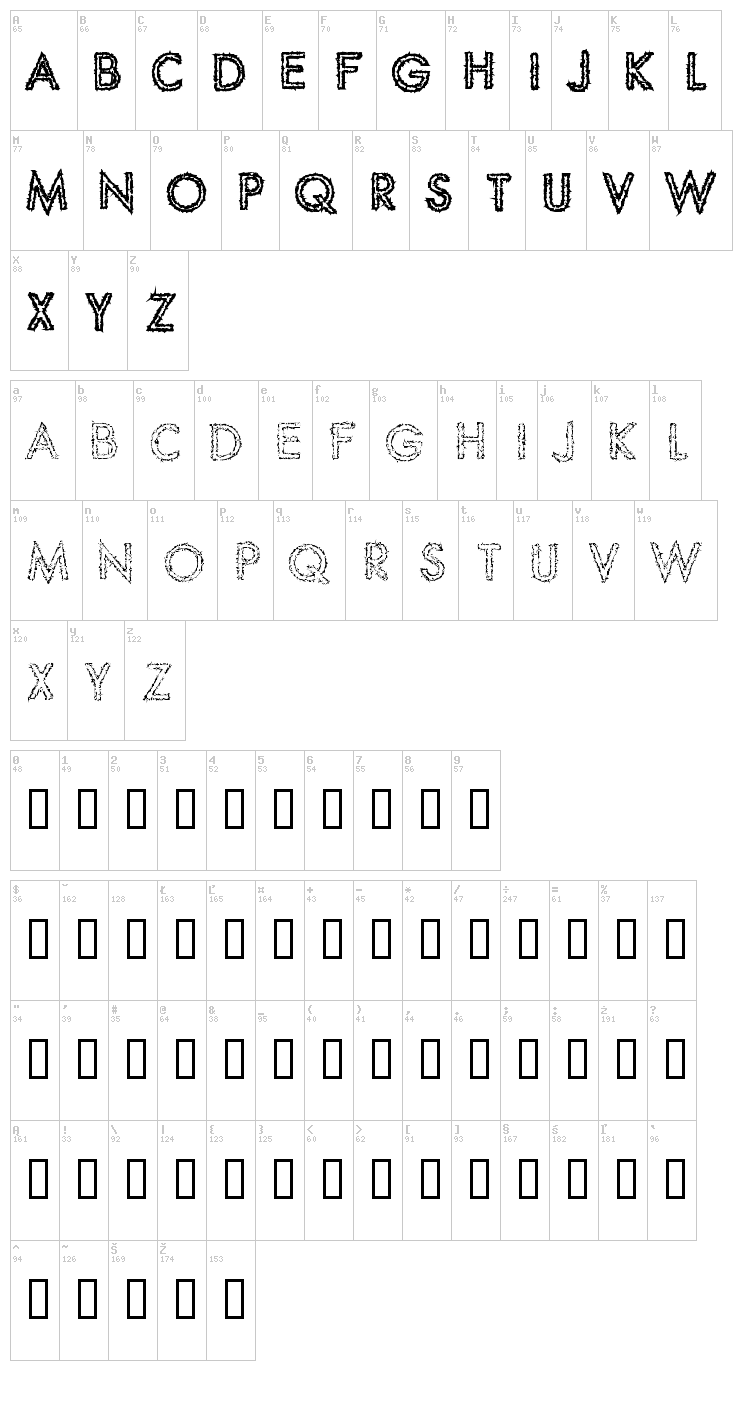 Spike Crumb font map