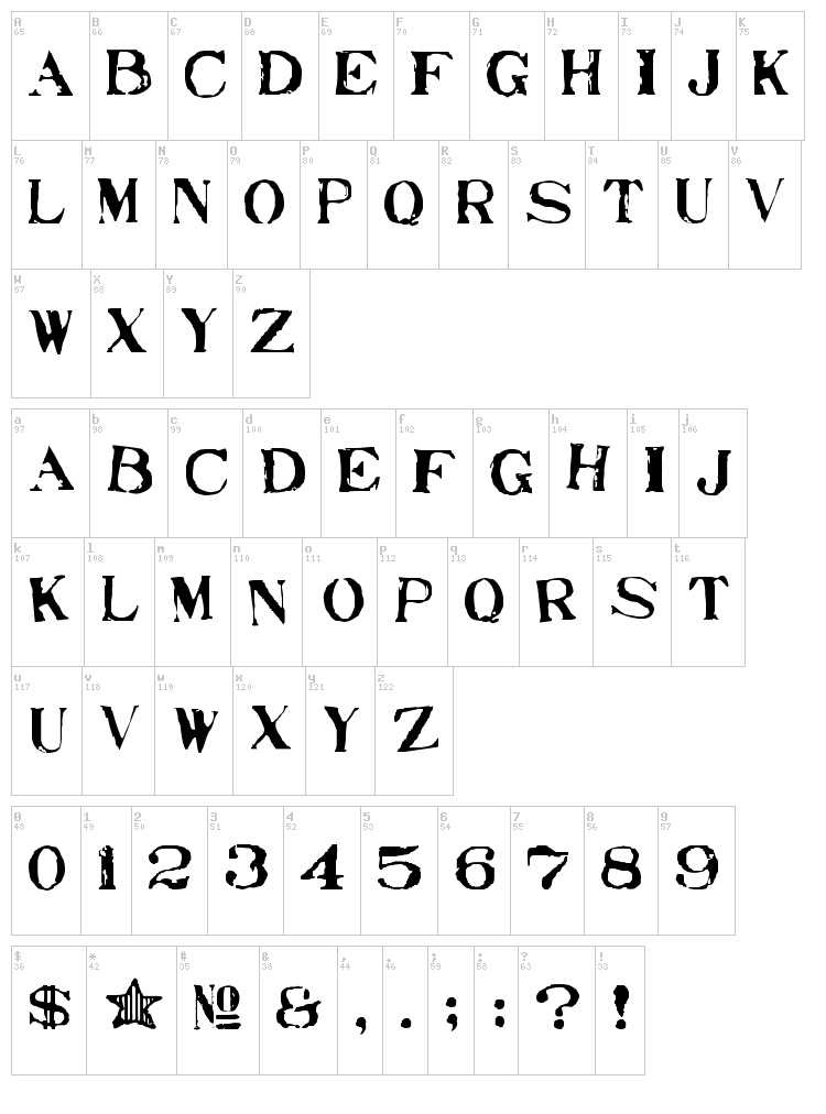Stampede font map