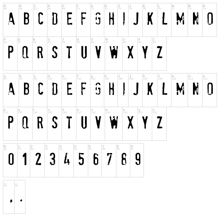 Stam Pete font map