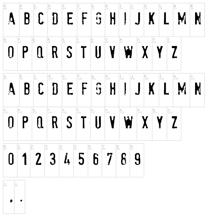 Stam Pete font map