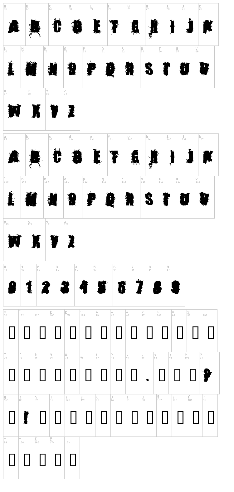 Stone Cold font map