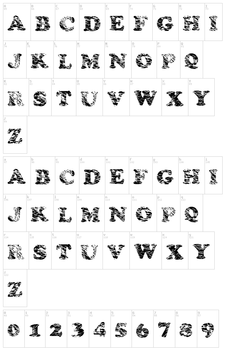 Stormtime font map
