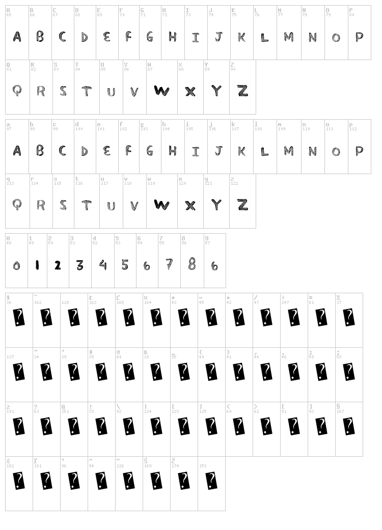 Super Fade font map