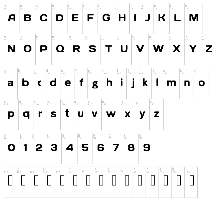 Tamo font map