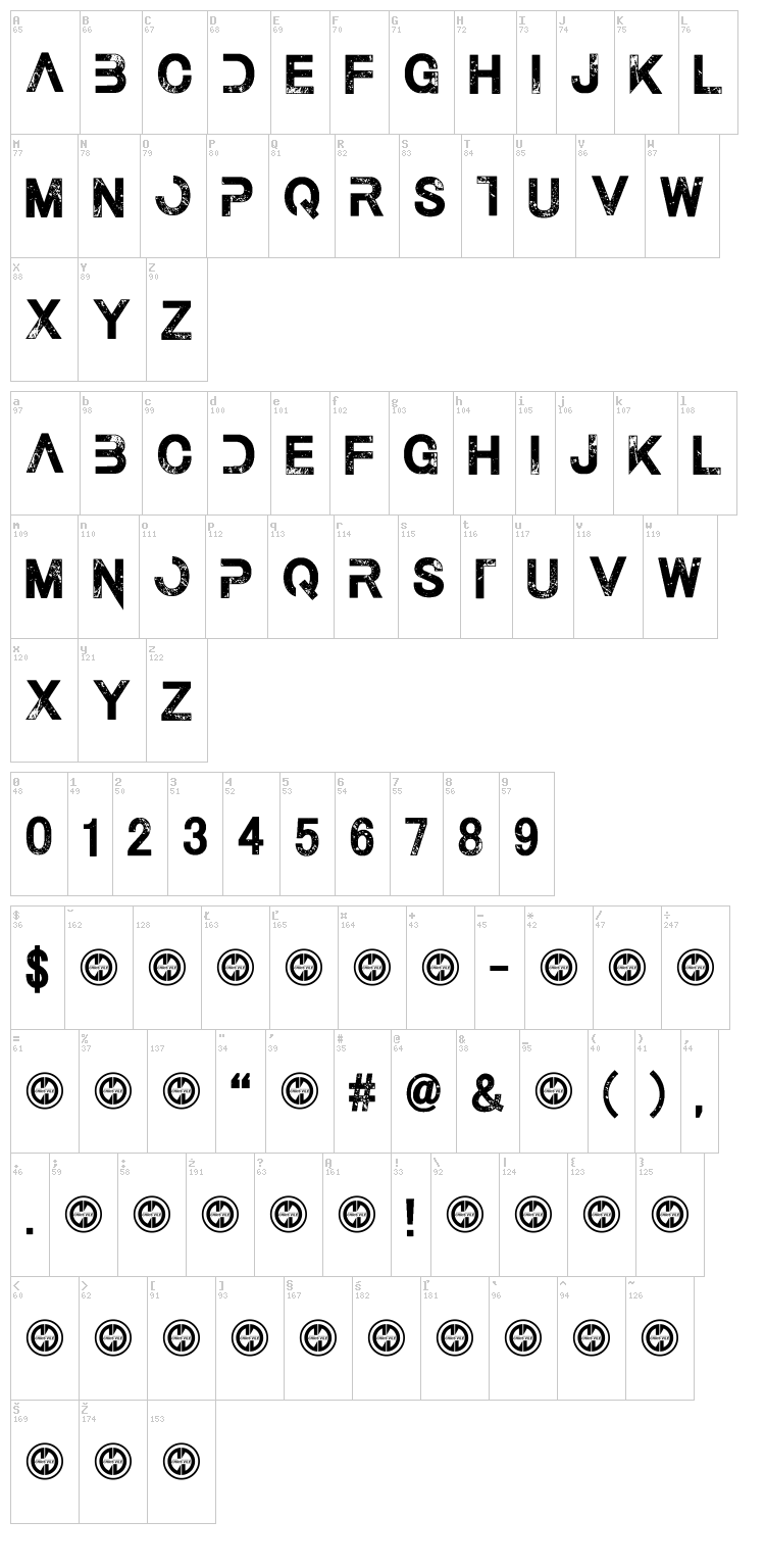 The Last Call font map