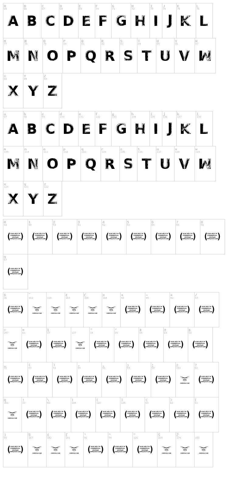 Thoughts of Her font map