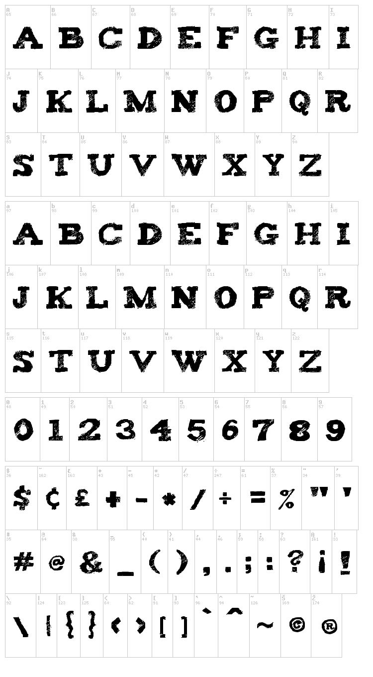 Tiza font map