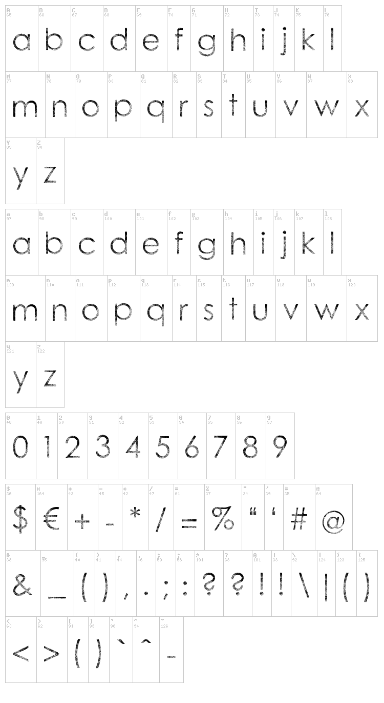 Tramlib font map