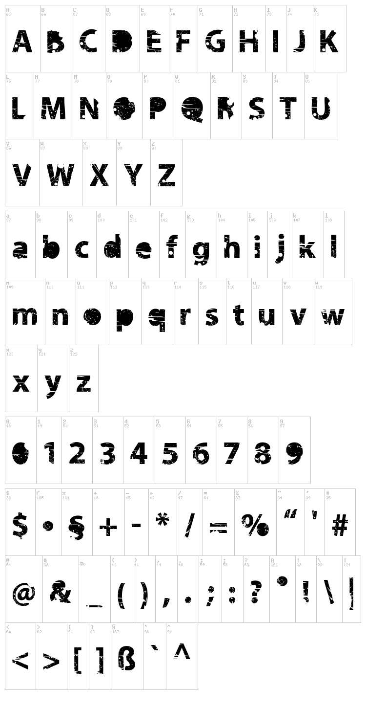 Tramyad font map